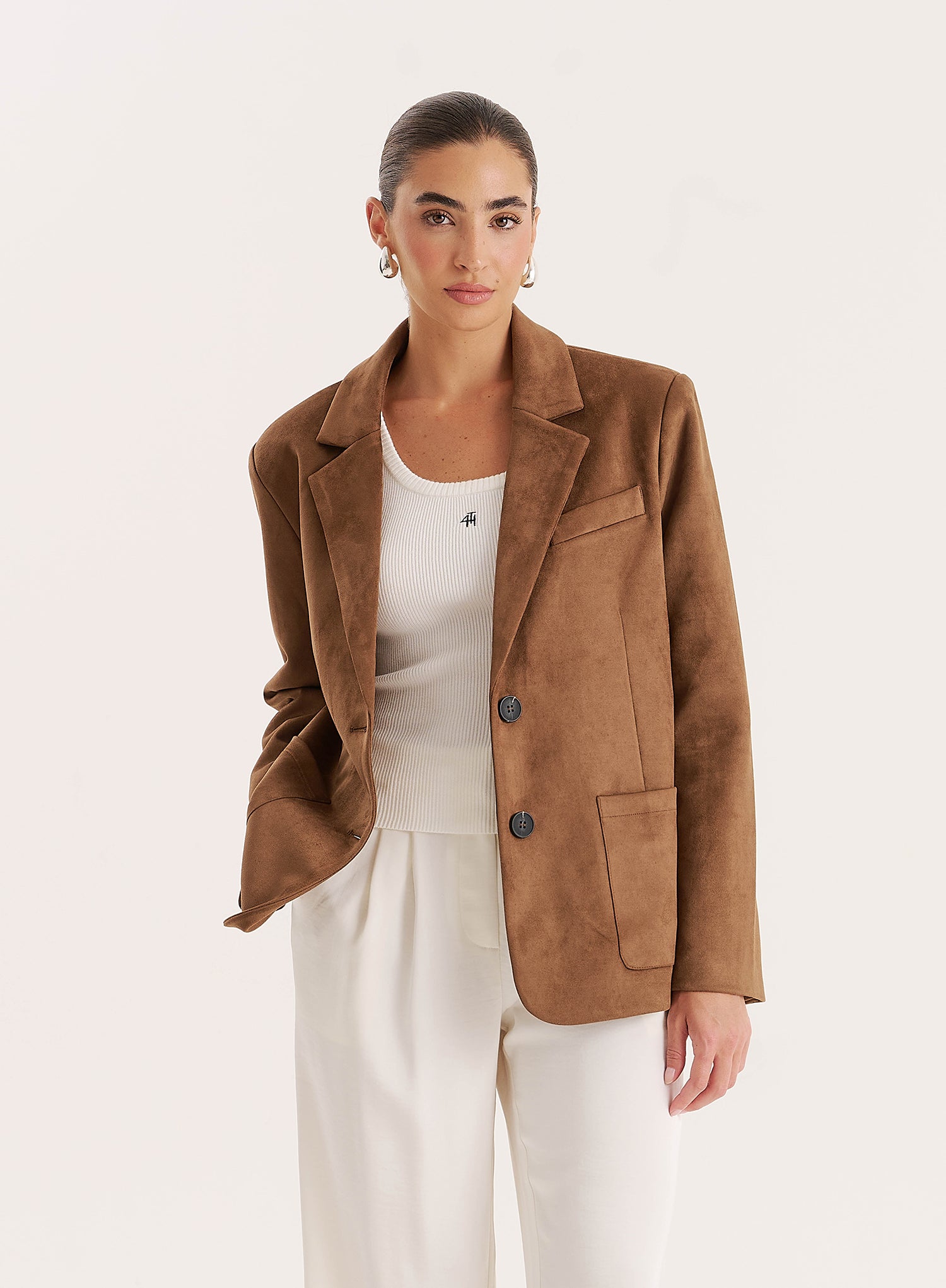 Brown Faux Suede Blazer